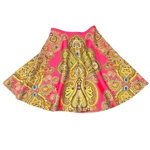 Alice + Olivia | Pink Print Back Zip Flutter A line Skirt NWT 4